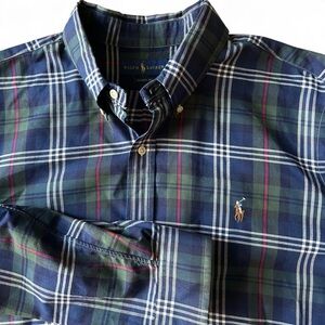 Ralph Lauren Men’s Classic Fit Plaid Shirt – Size XXL (Navy/Green/White/Red)